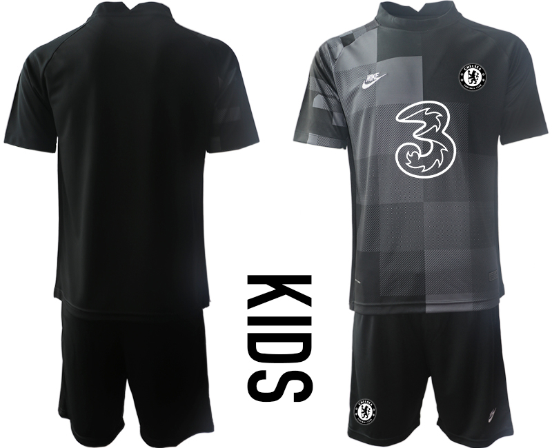 Youth 2021-2022 Club Chelsea black goalkeeper blank Soccer Jersey->customized soccer jersey->Custom Jersey